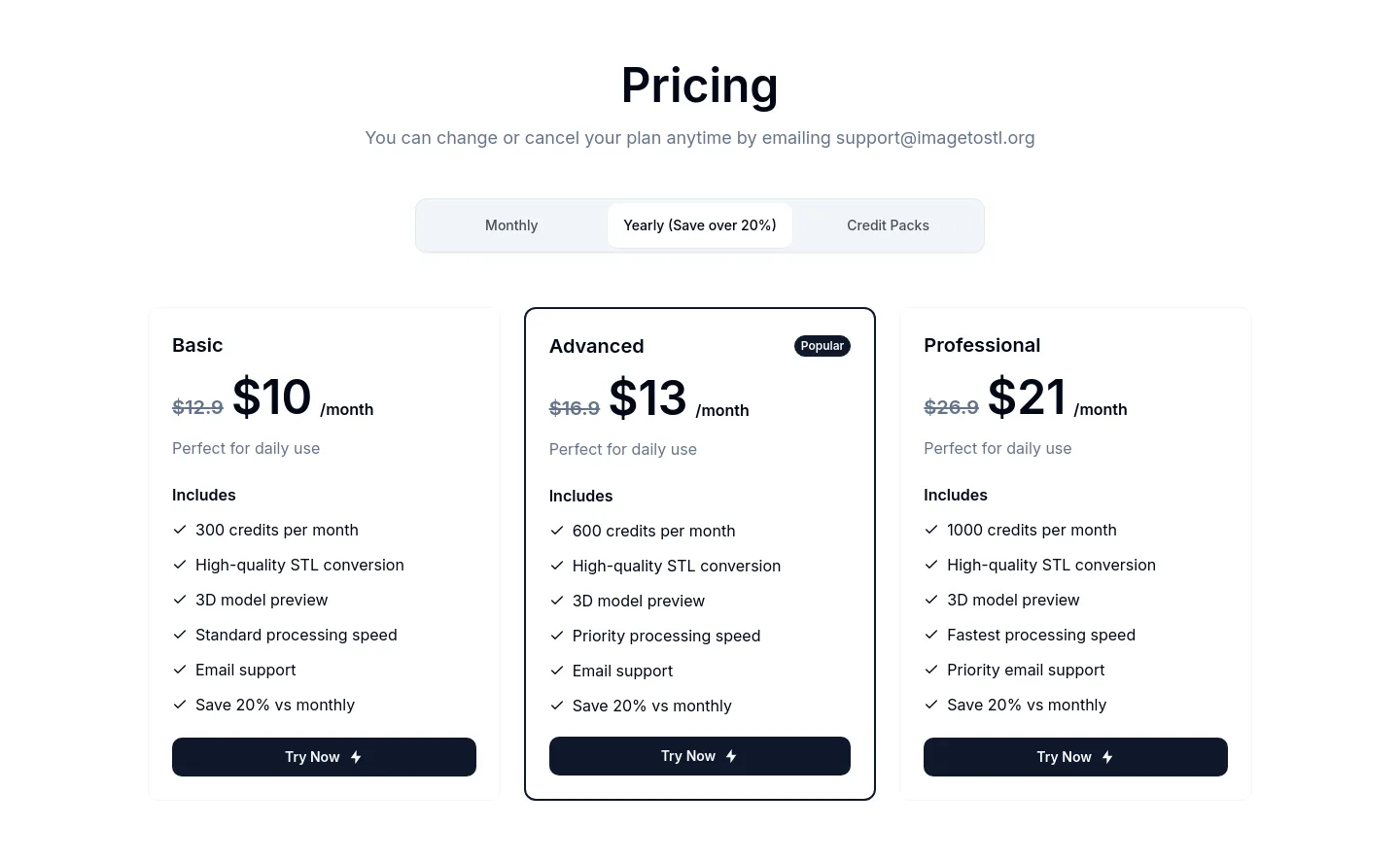 imagetostl.org — Pricing