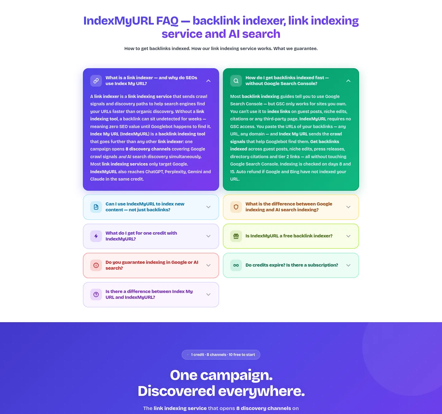 indexmyurl.com — FAQ