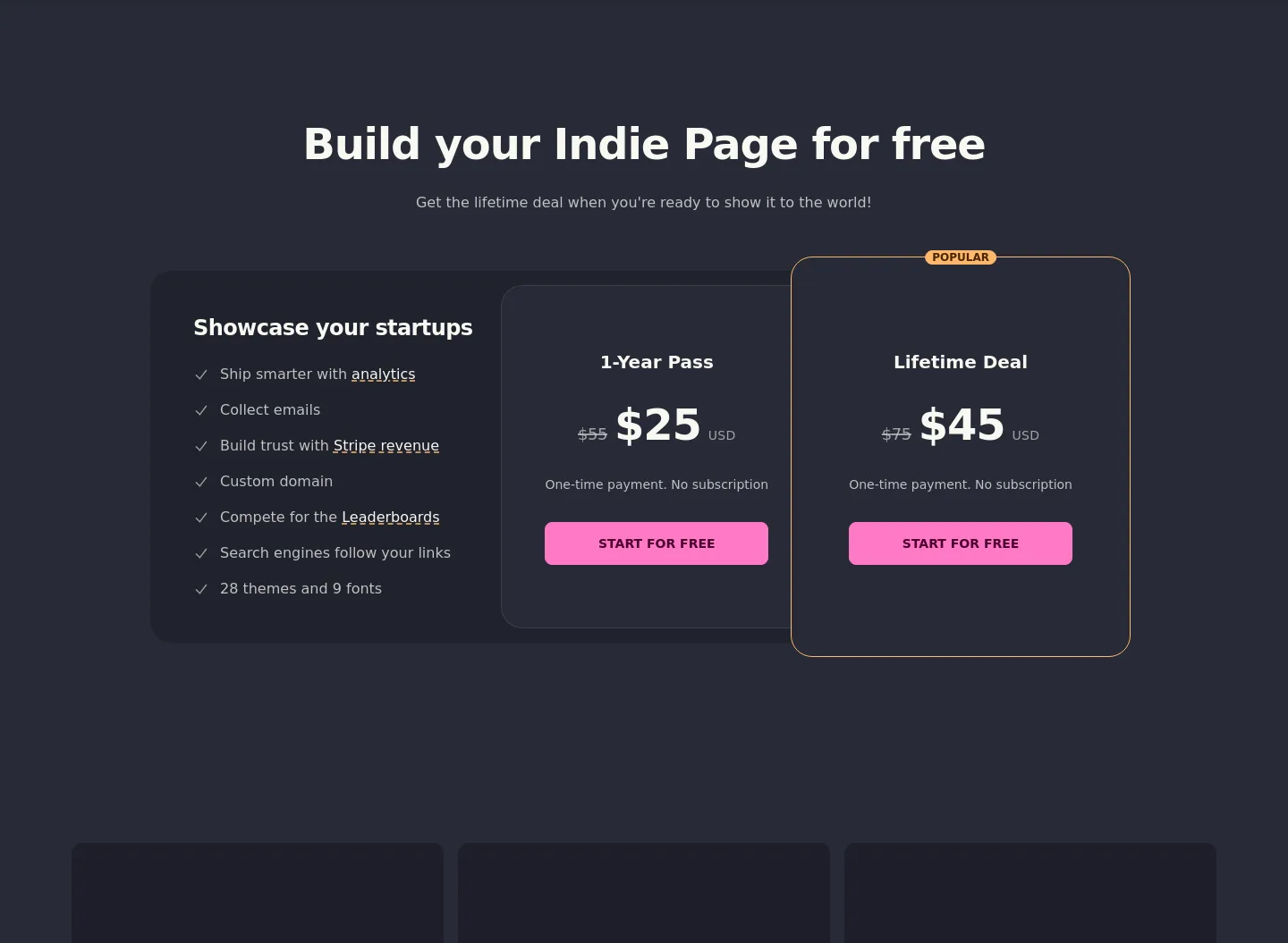 indiepa.ge — Pricing