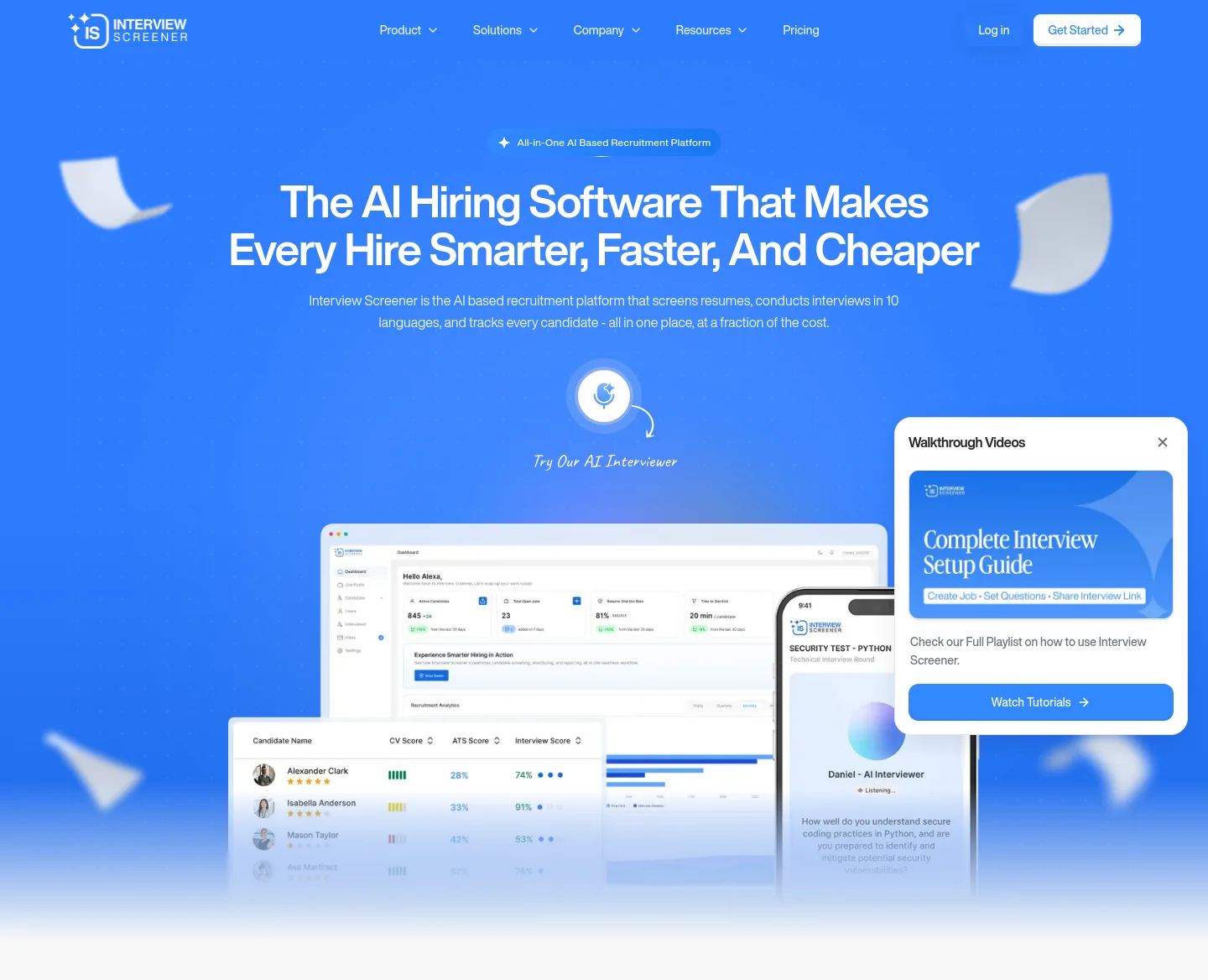 interviewscreener.com — Hero