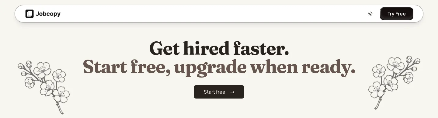 jobcopy.ai Hero section