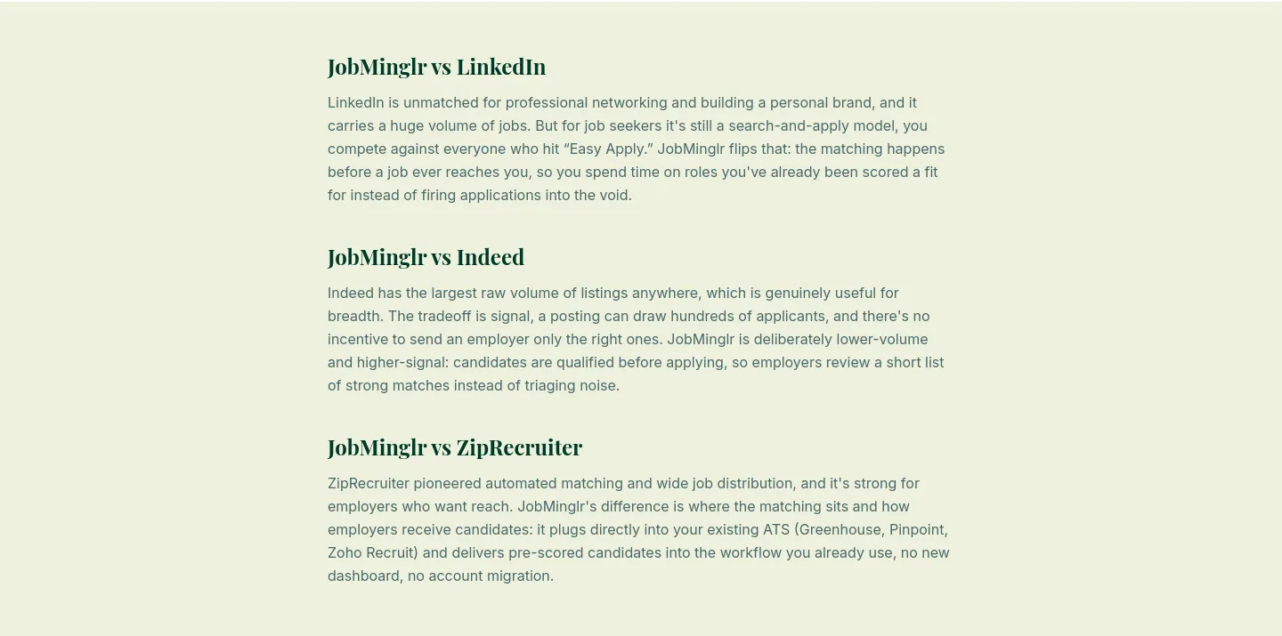 jobminglr.com Features section