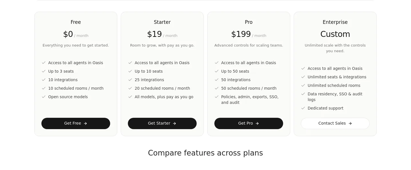 joinoasis.com — Pricing