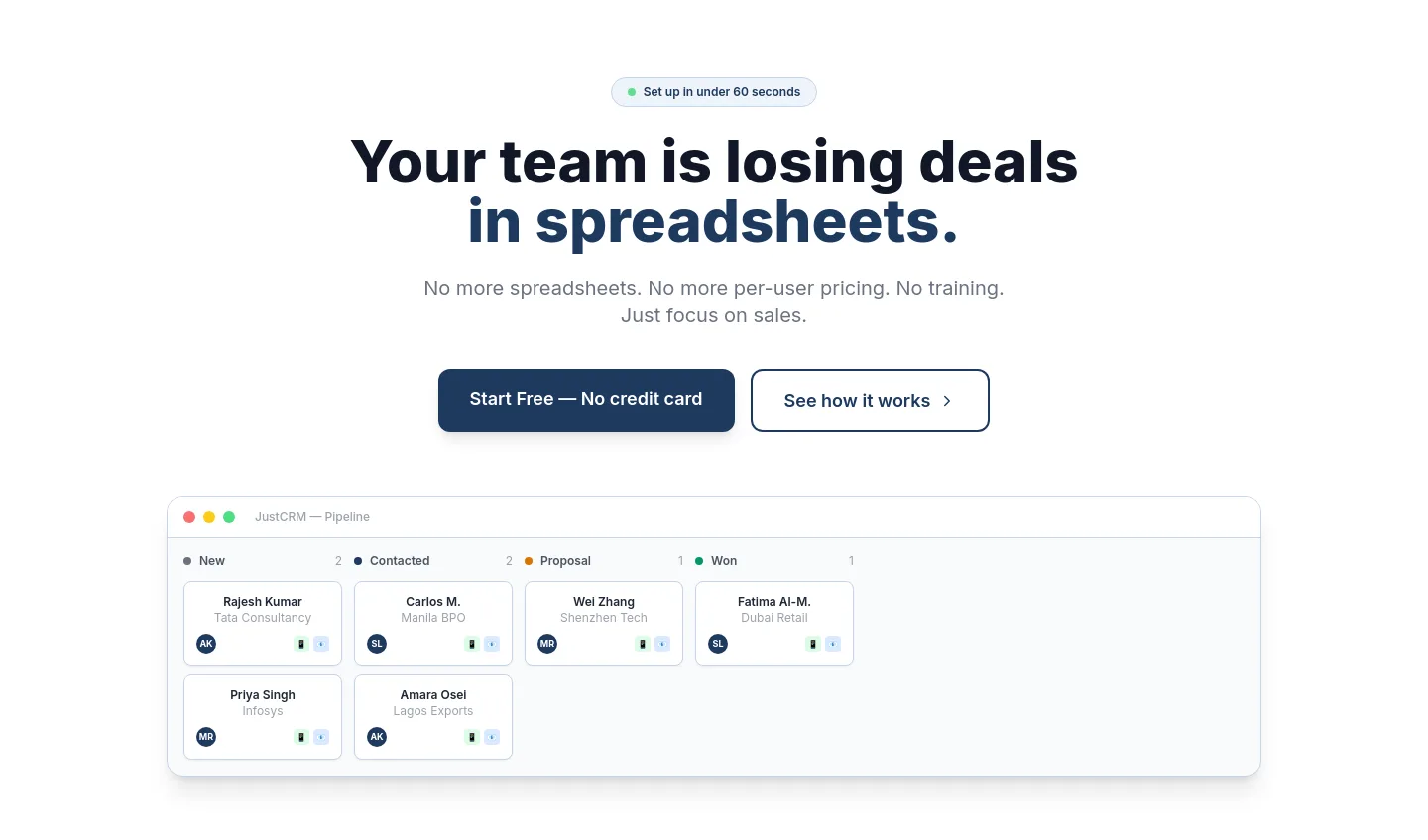 justcrm.work — Hero