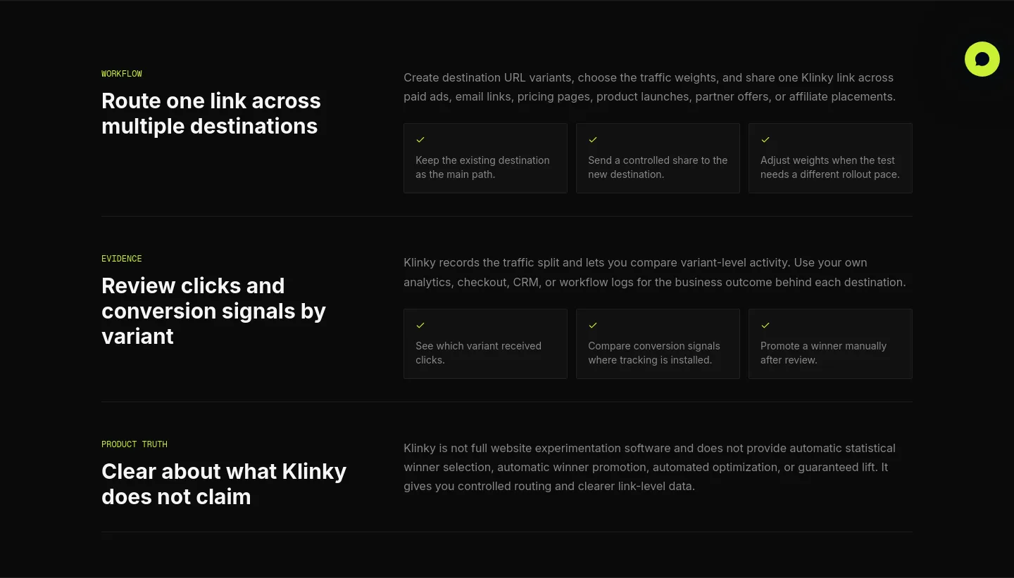 klinky.io — Features