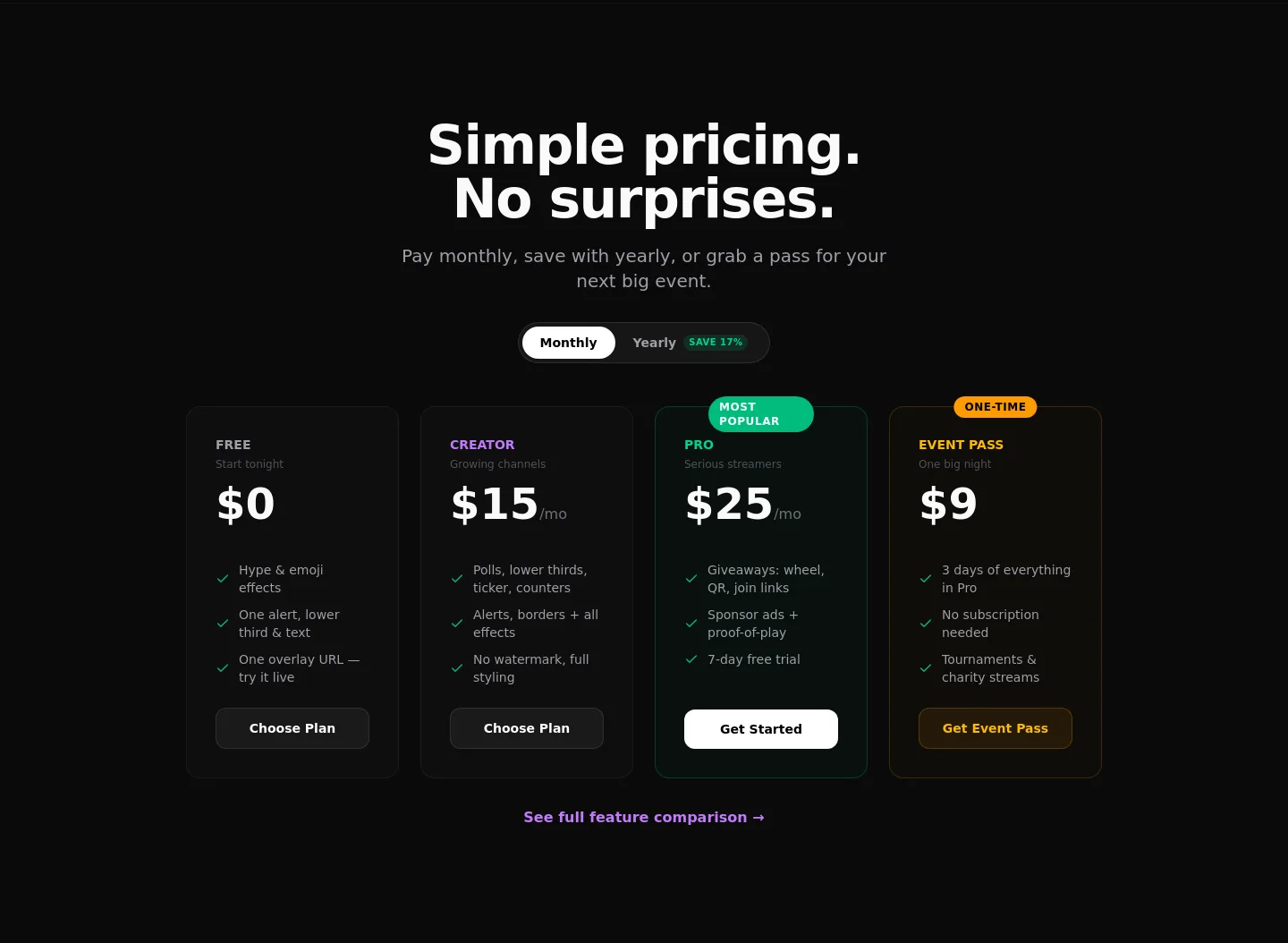 kloot.gg — a real Pricing section