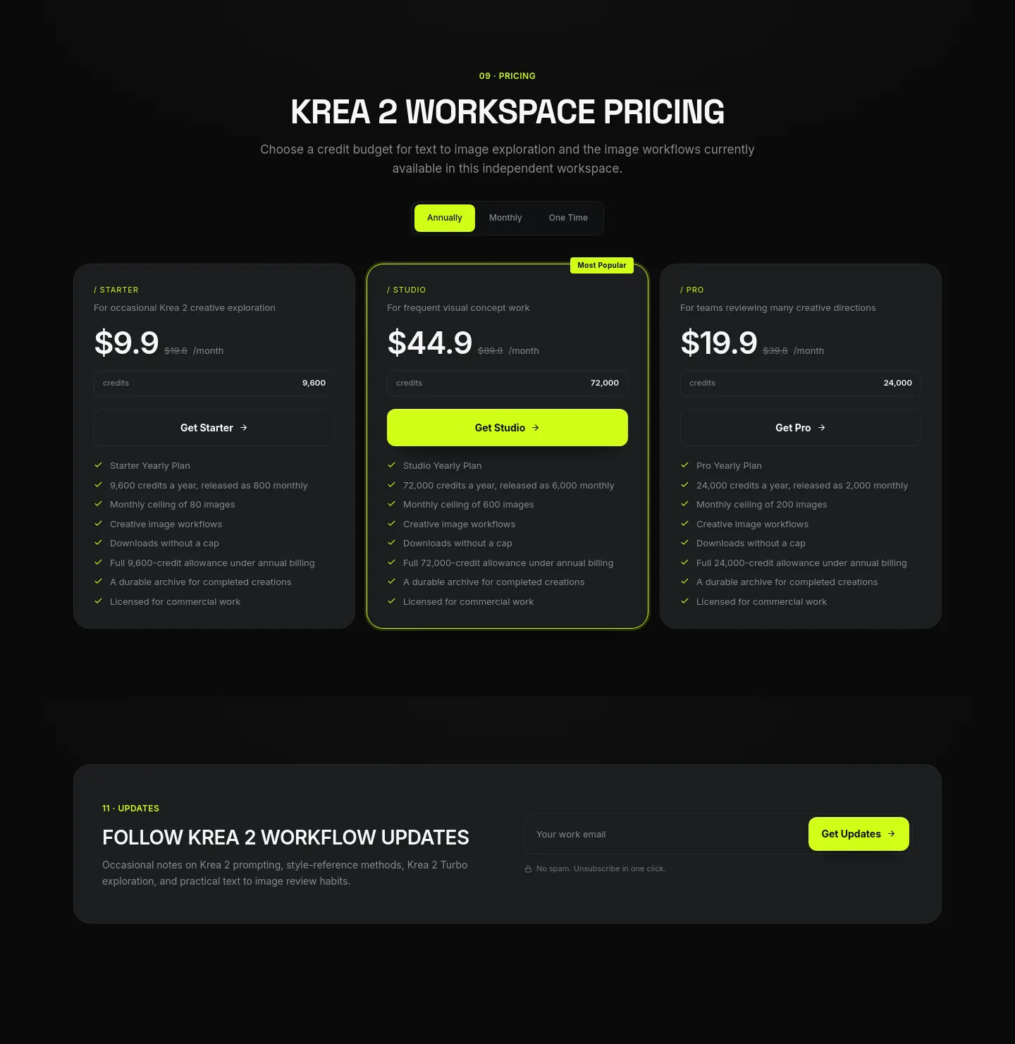 krea-2.pro — Pricing