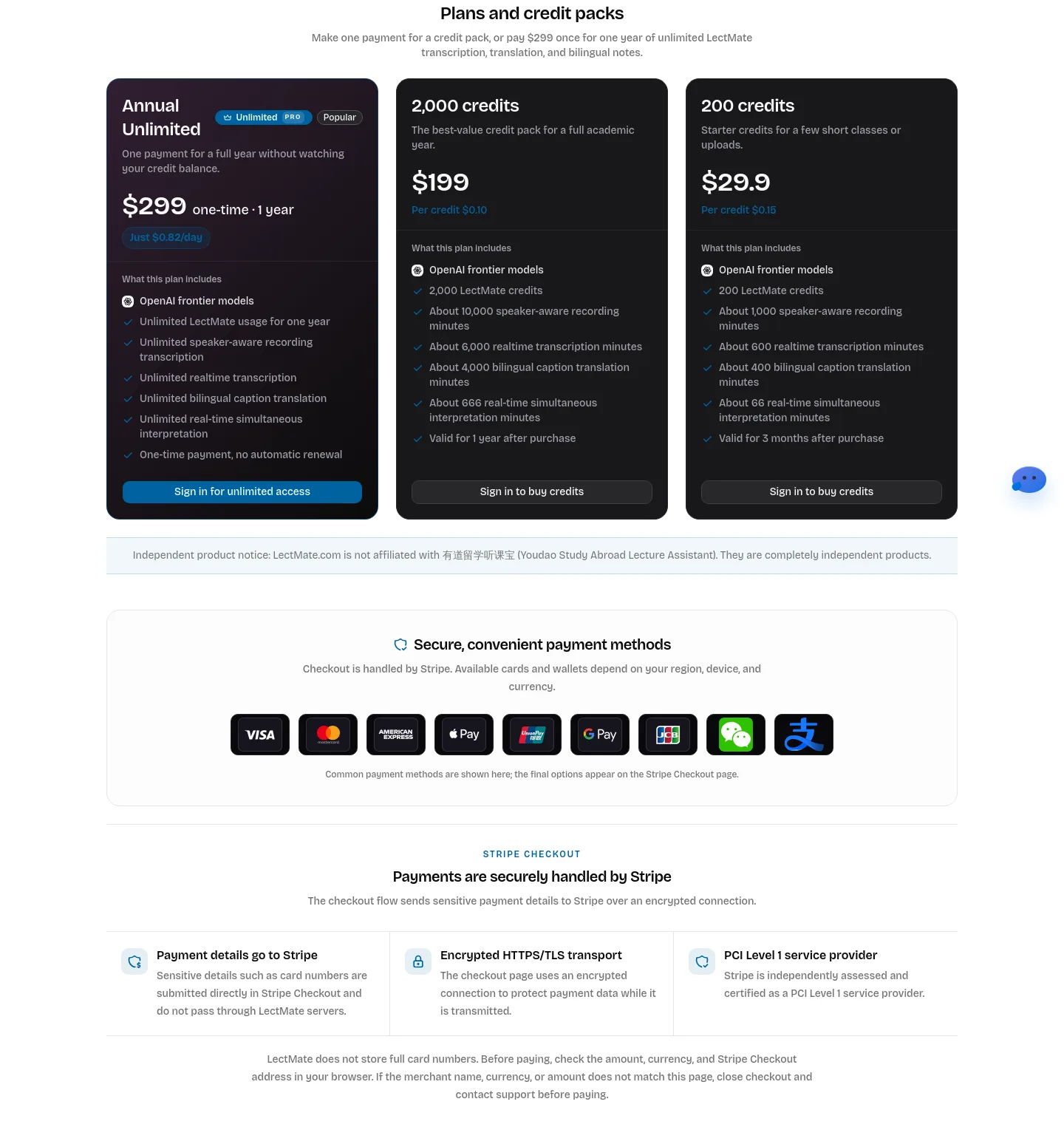 lectmate.com — Pricing