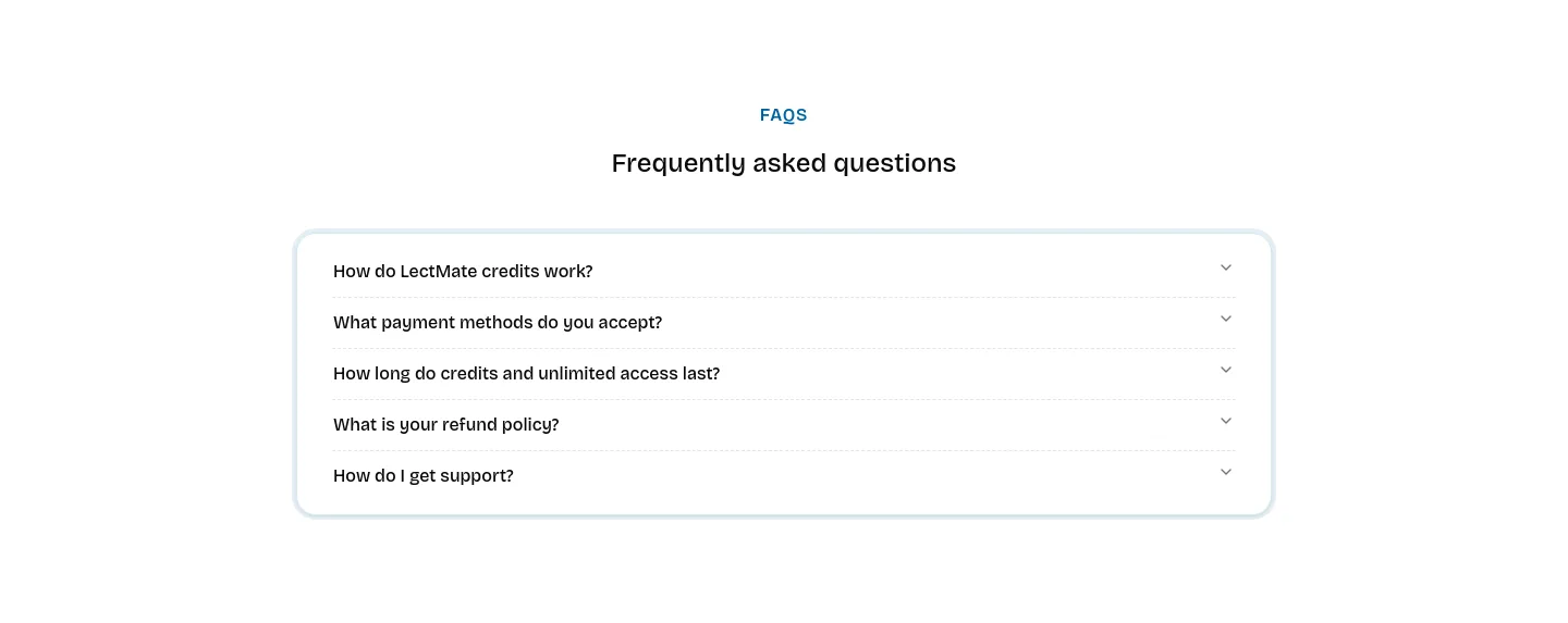 lectmate.com FAQ section