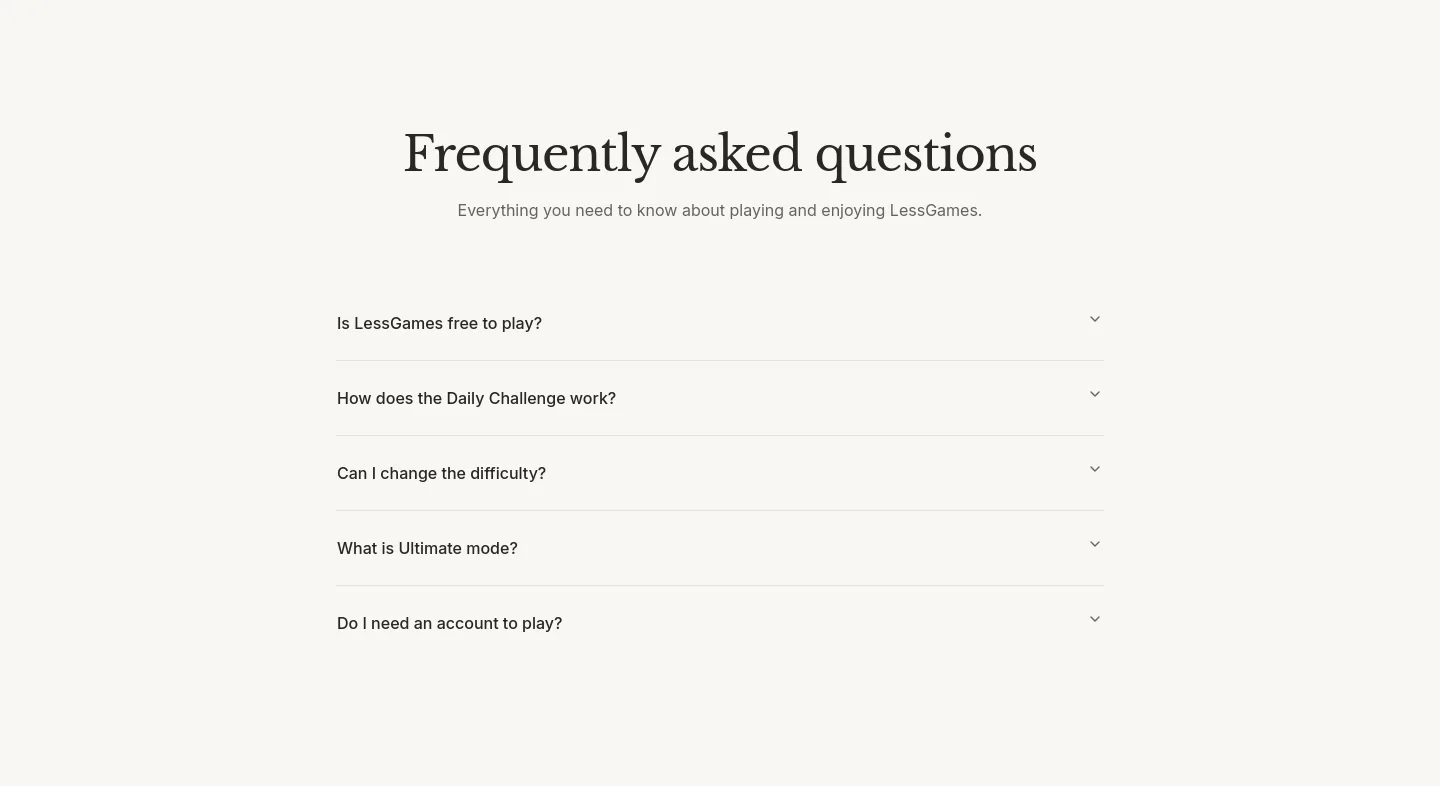 lessgames.org — FAQ