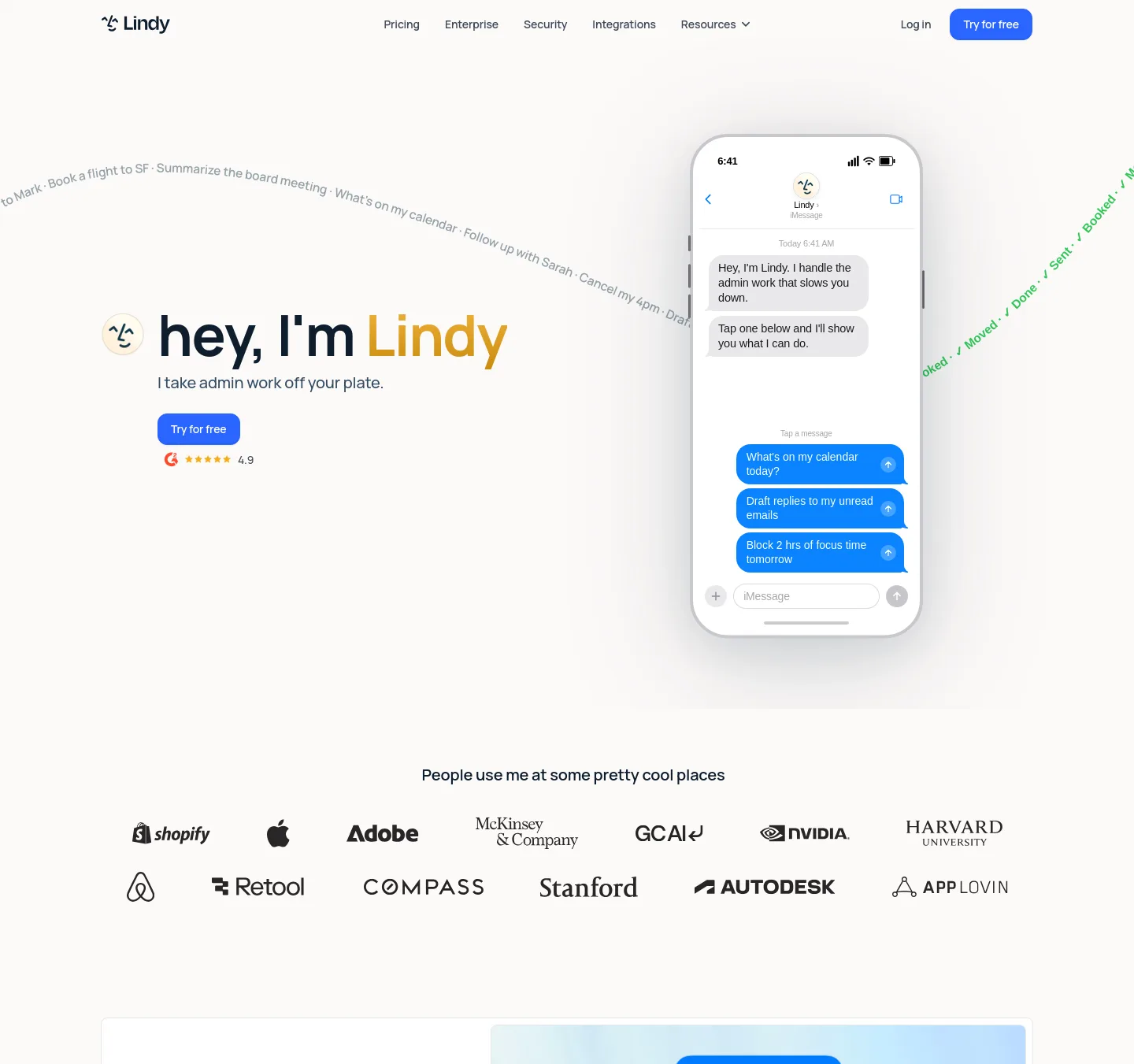 lindy.ai — Hero + Pricing