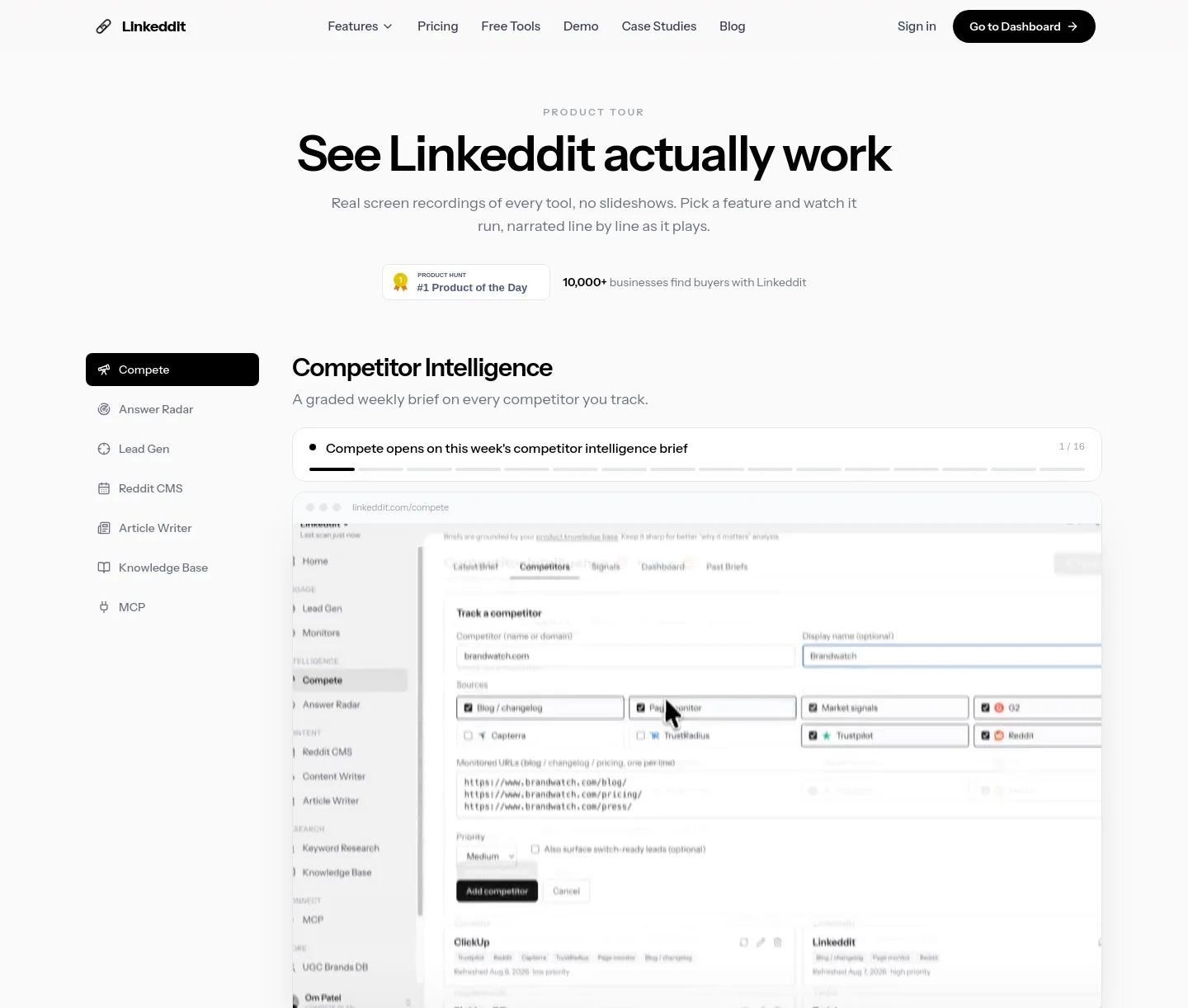 linkeddit.com Hero section