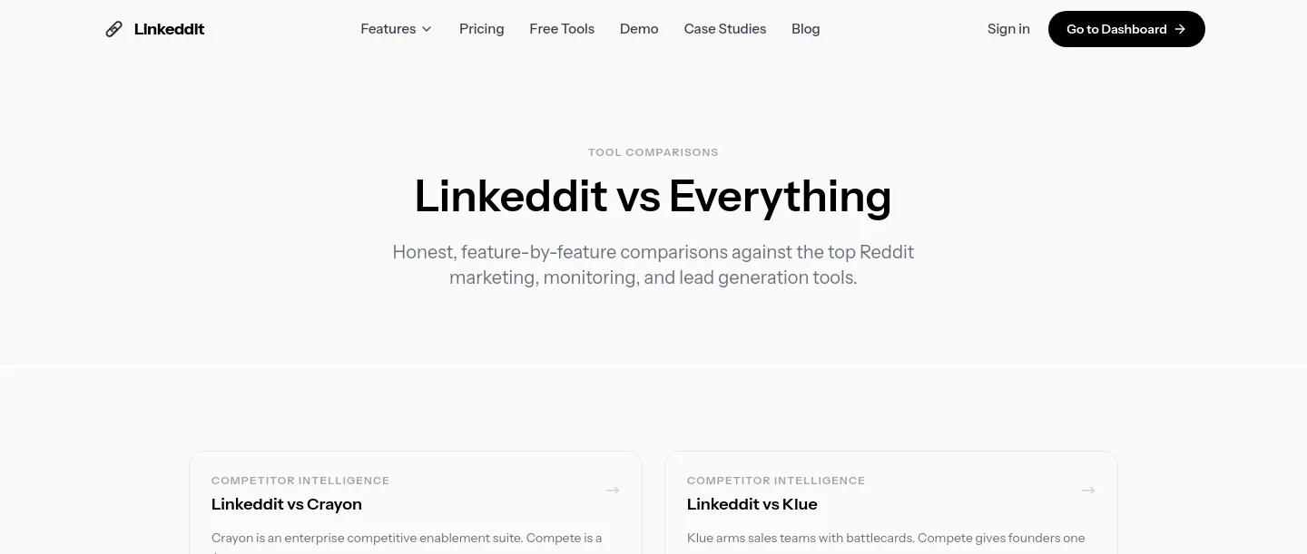 linkeddit.com Hero section