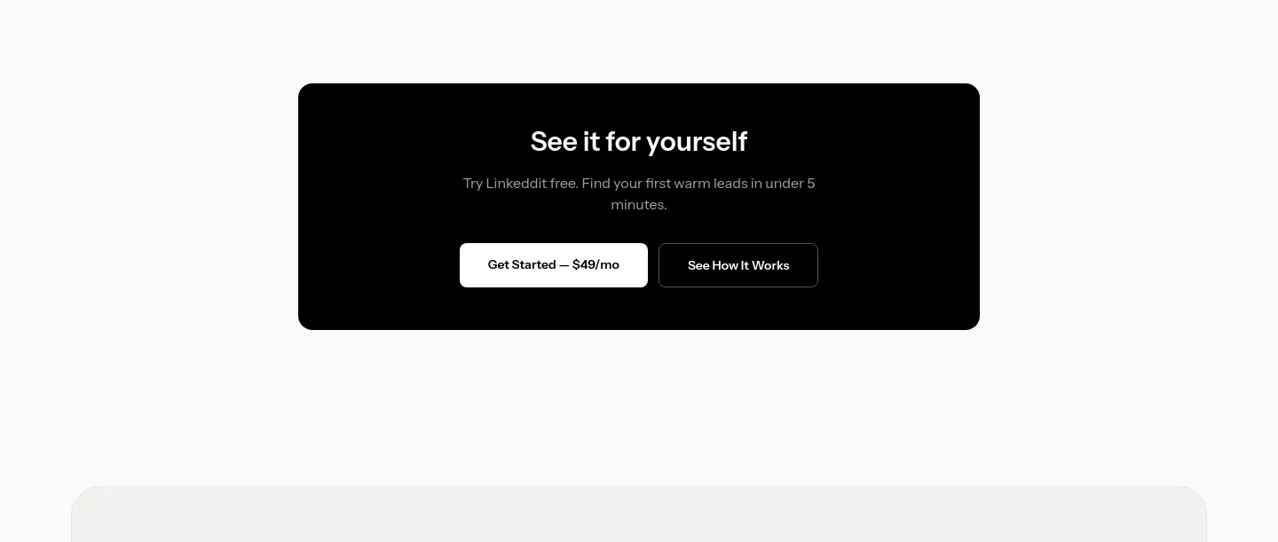 linkeddit.com CTA section