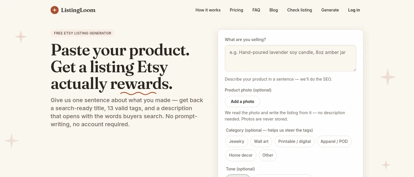 listingloom.app — Hero + Pricing