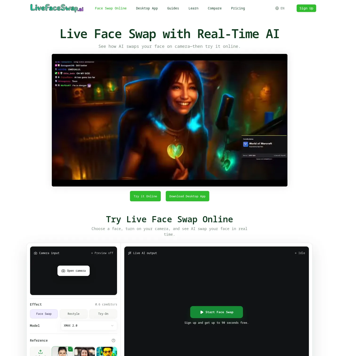 livefaceswap.ai — a measured funnel