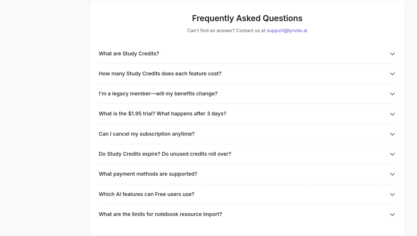 lynote.ai FAQ section