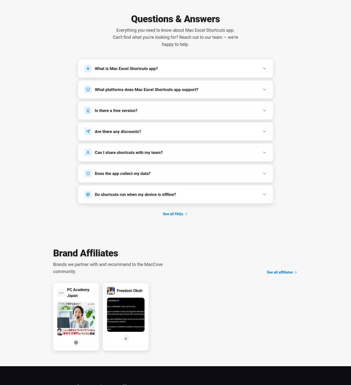 maccove.com — FAQ