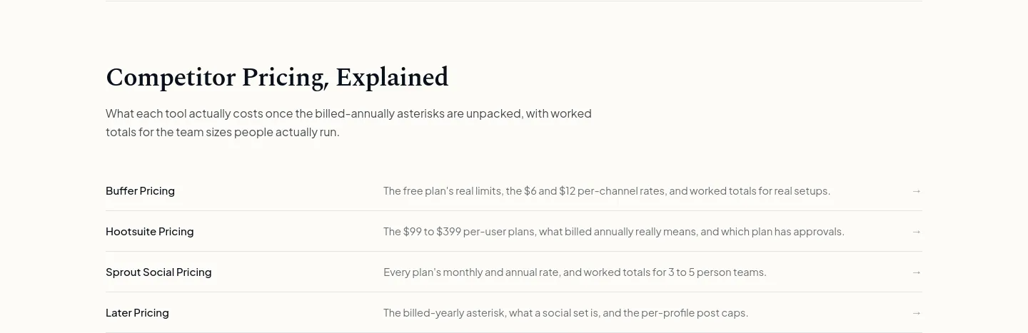 maevesocial.com Pricing section