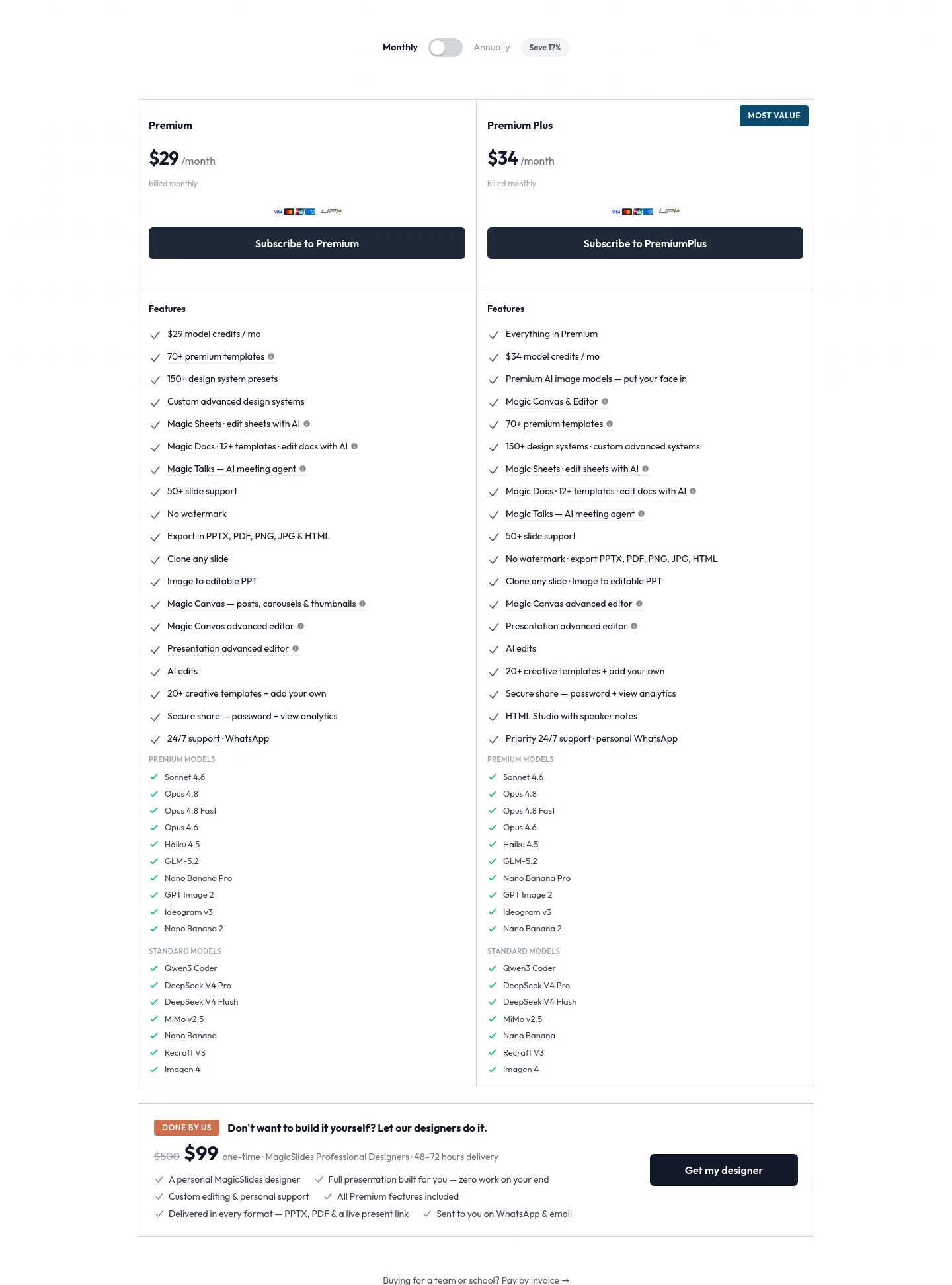 magicslides.app Pricing section