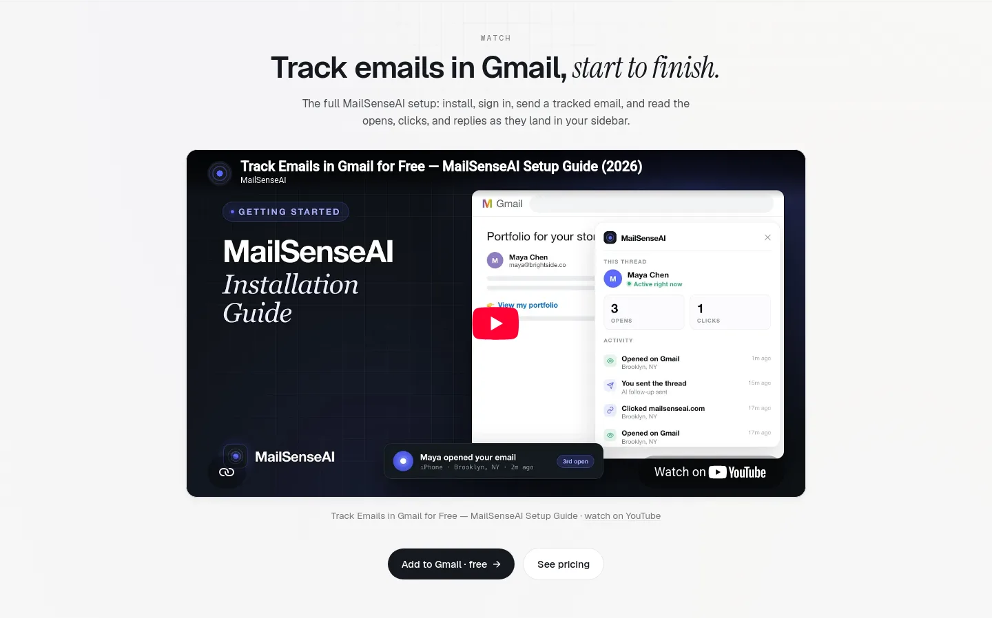 mailsenseai.com — a real Hero section