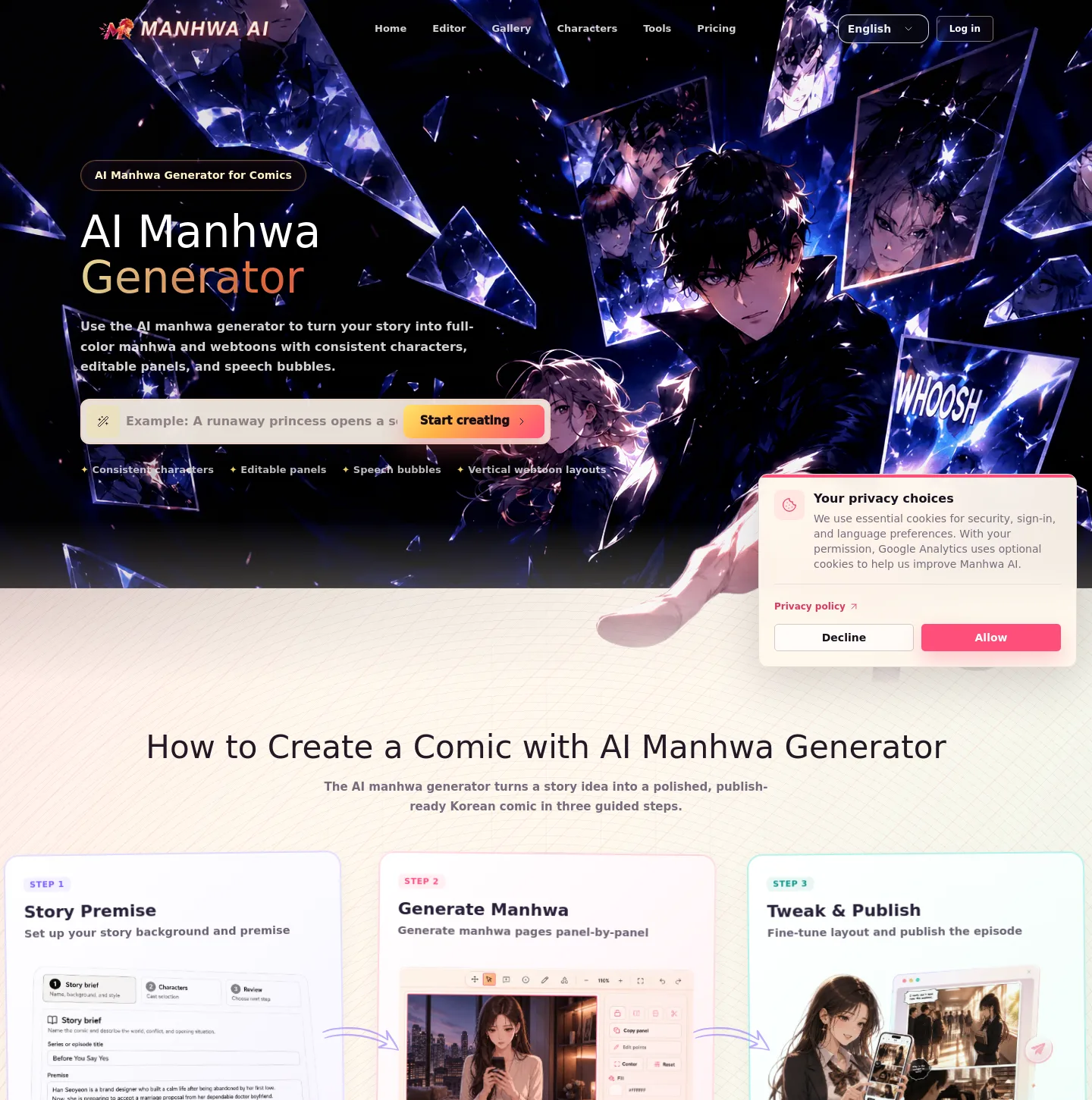 manhwaai.net — a real Hero section