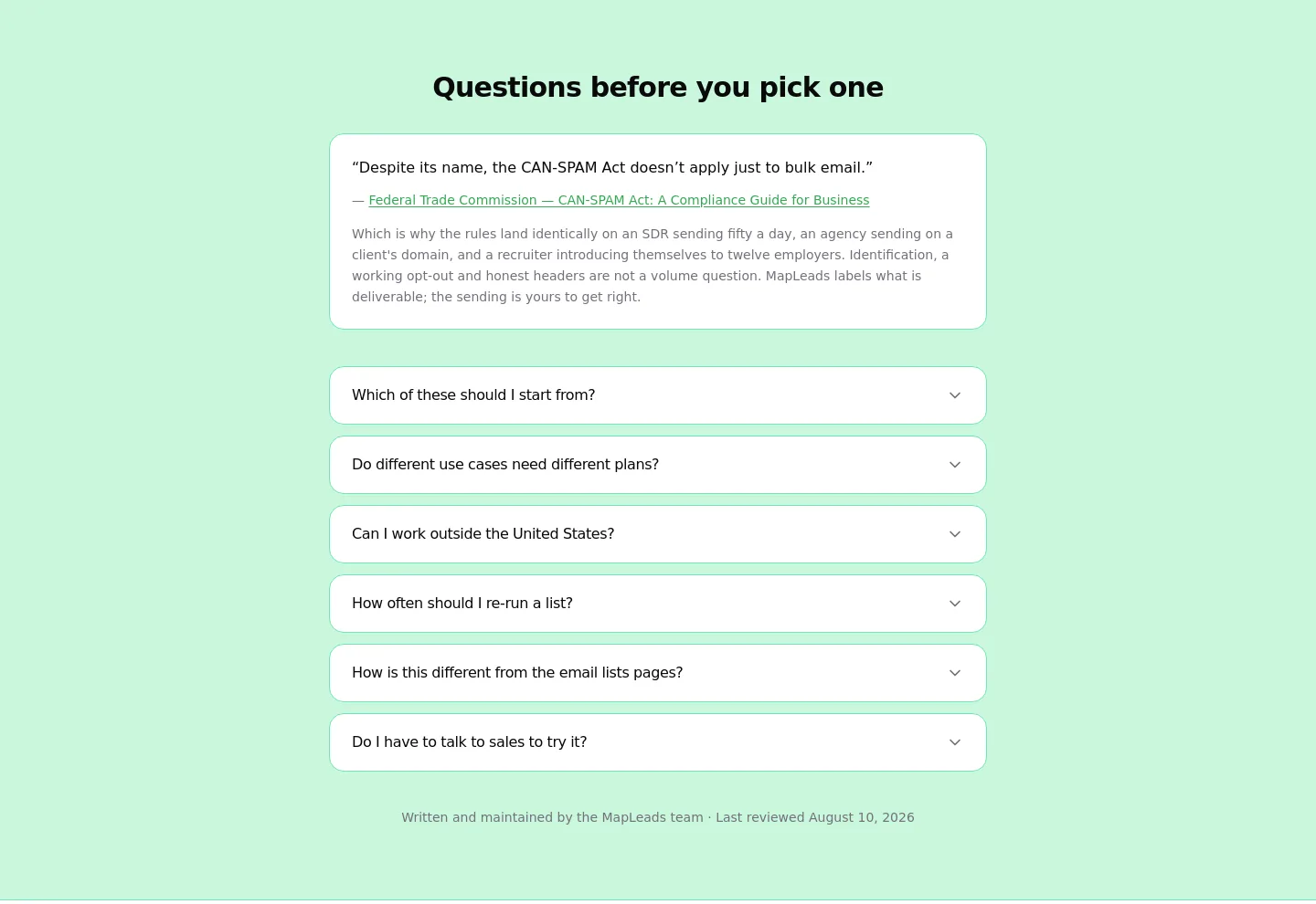 mapleads.ai FAQ section