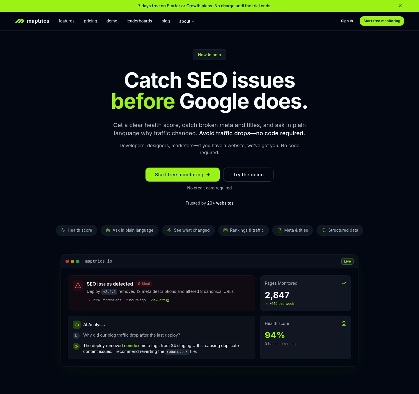 maptrics.io — Hero