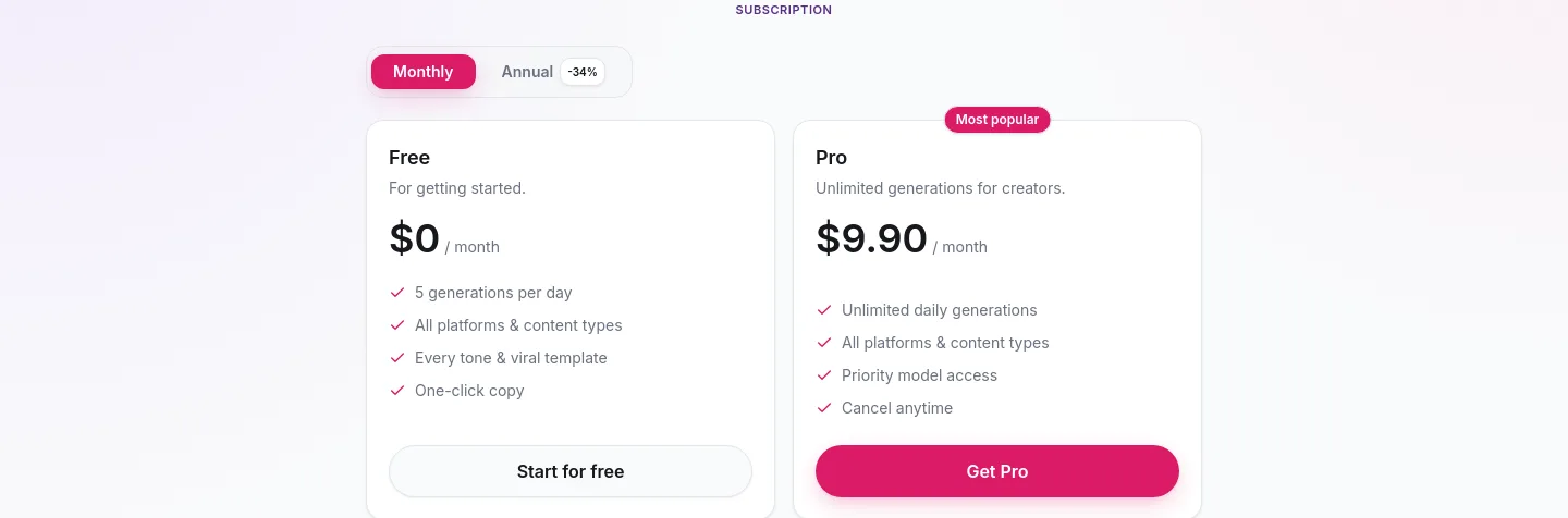 mediagen.fun — Pricing