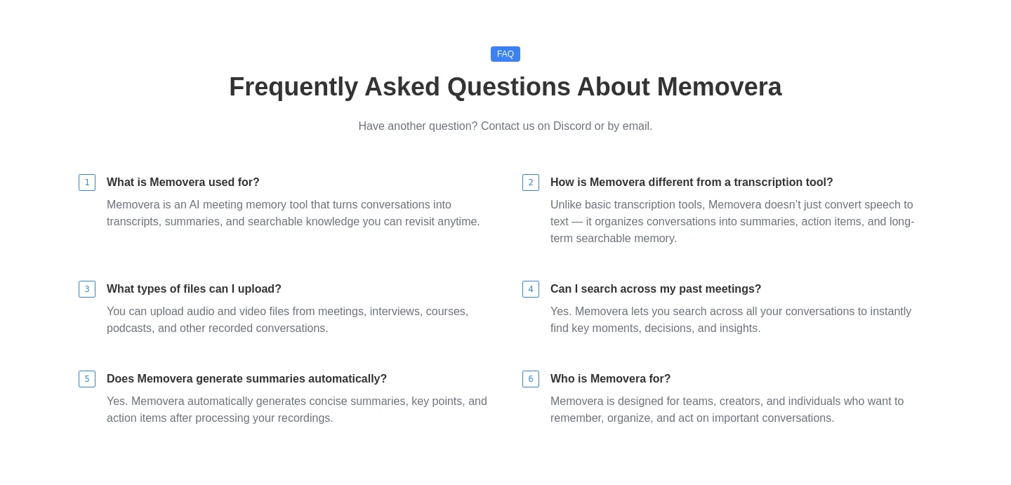 memovera.io — FAQ