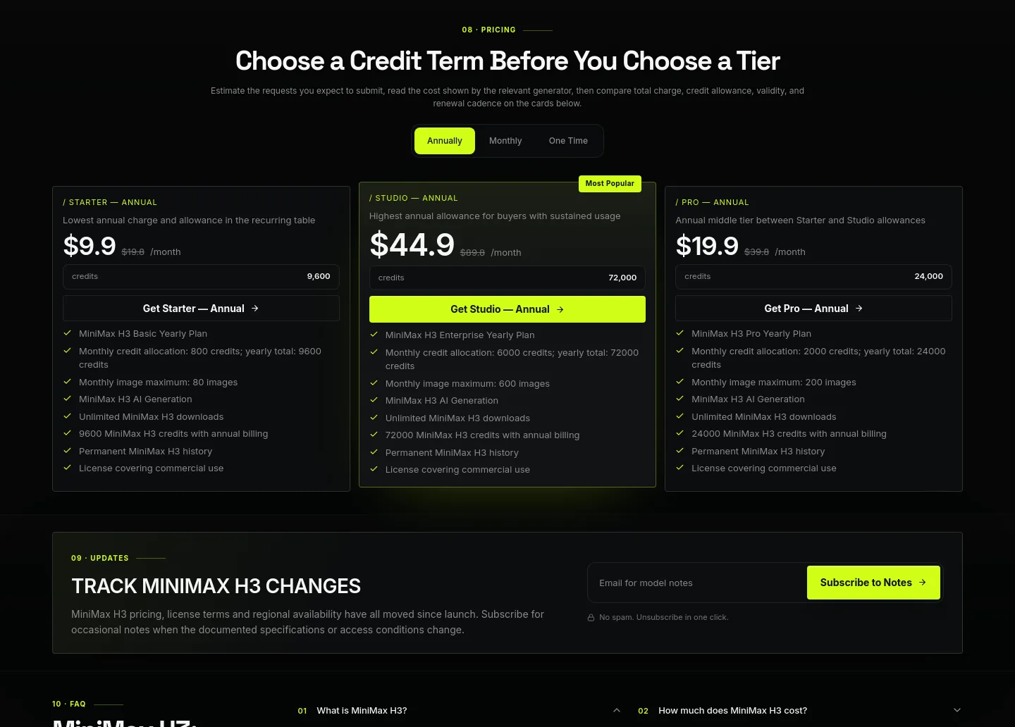 minih3.pro — Pricing