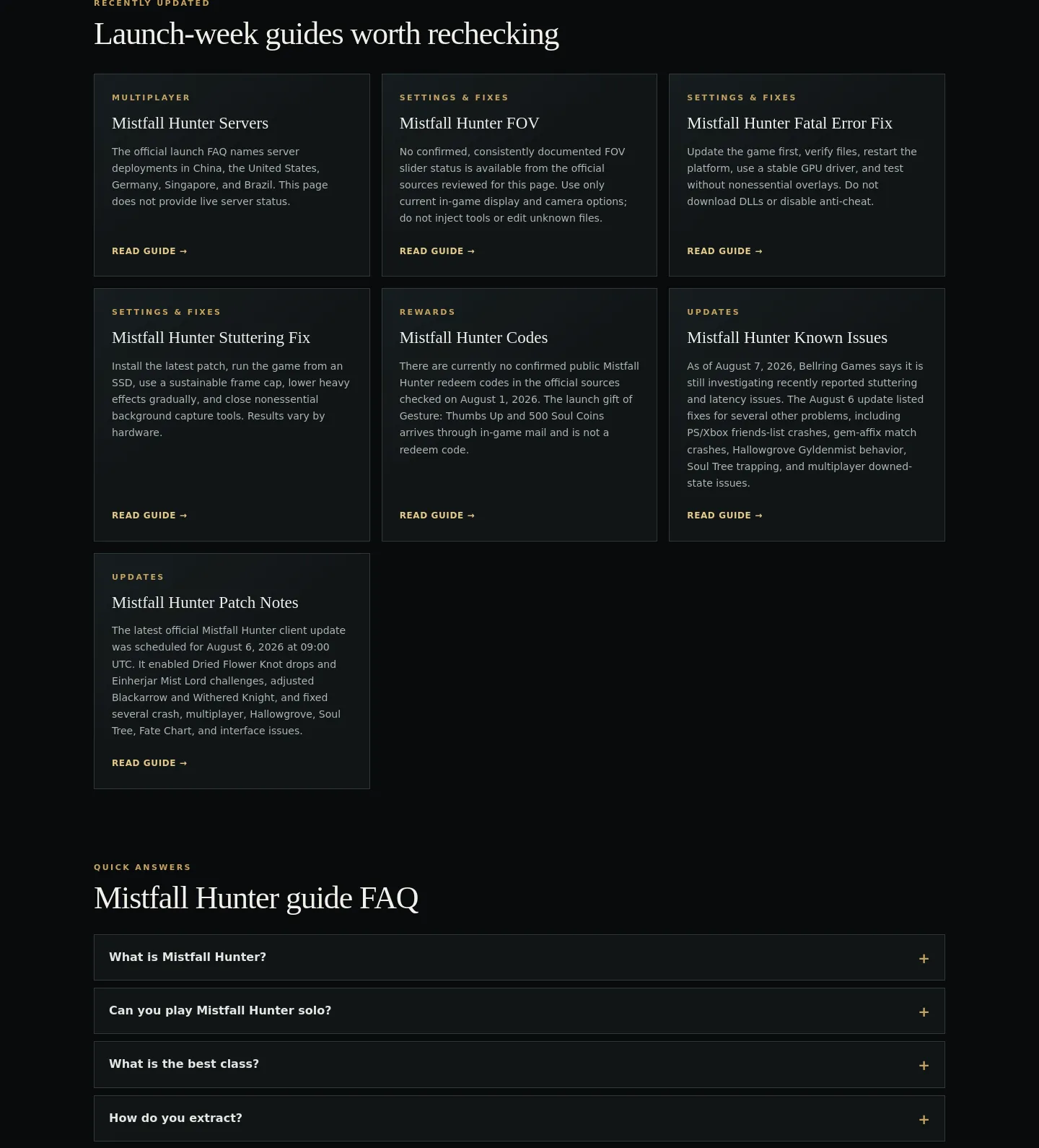 mistfallhuntergg.wiki — a real FAQ section