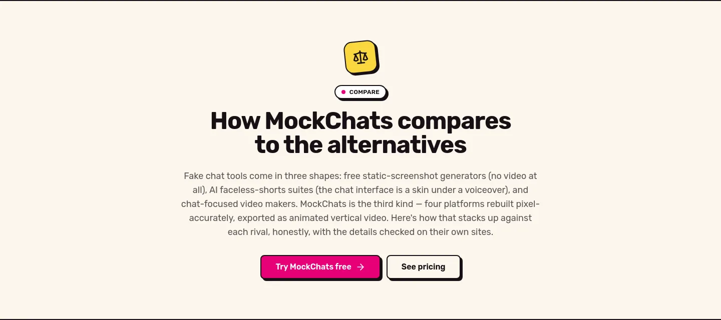 mockchats.com Hero section