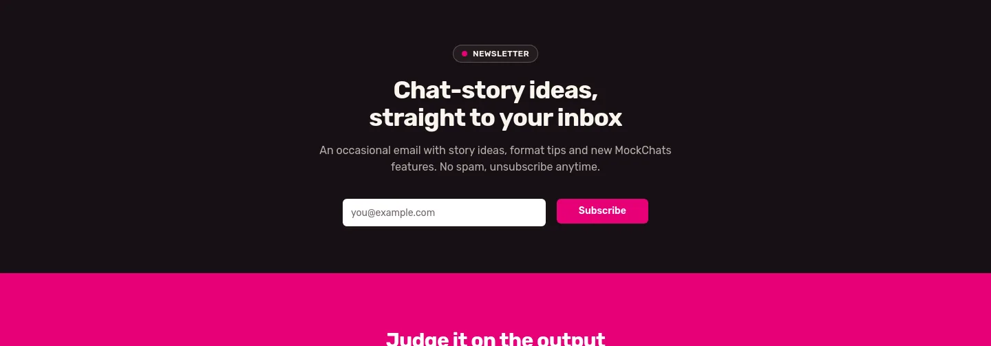 mockchats.com Email Capture section