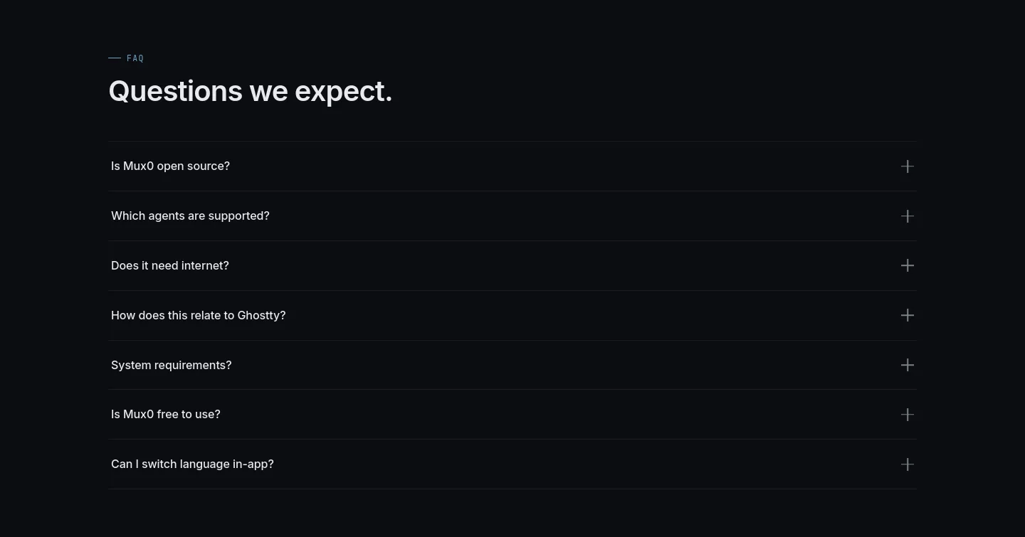 mux0.com — FAQ