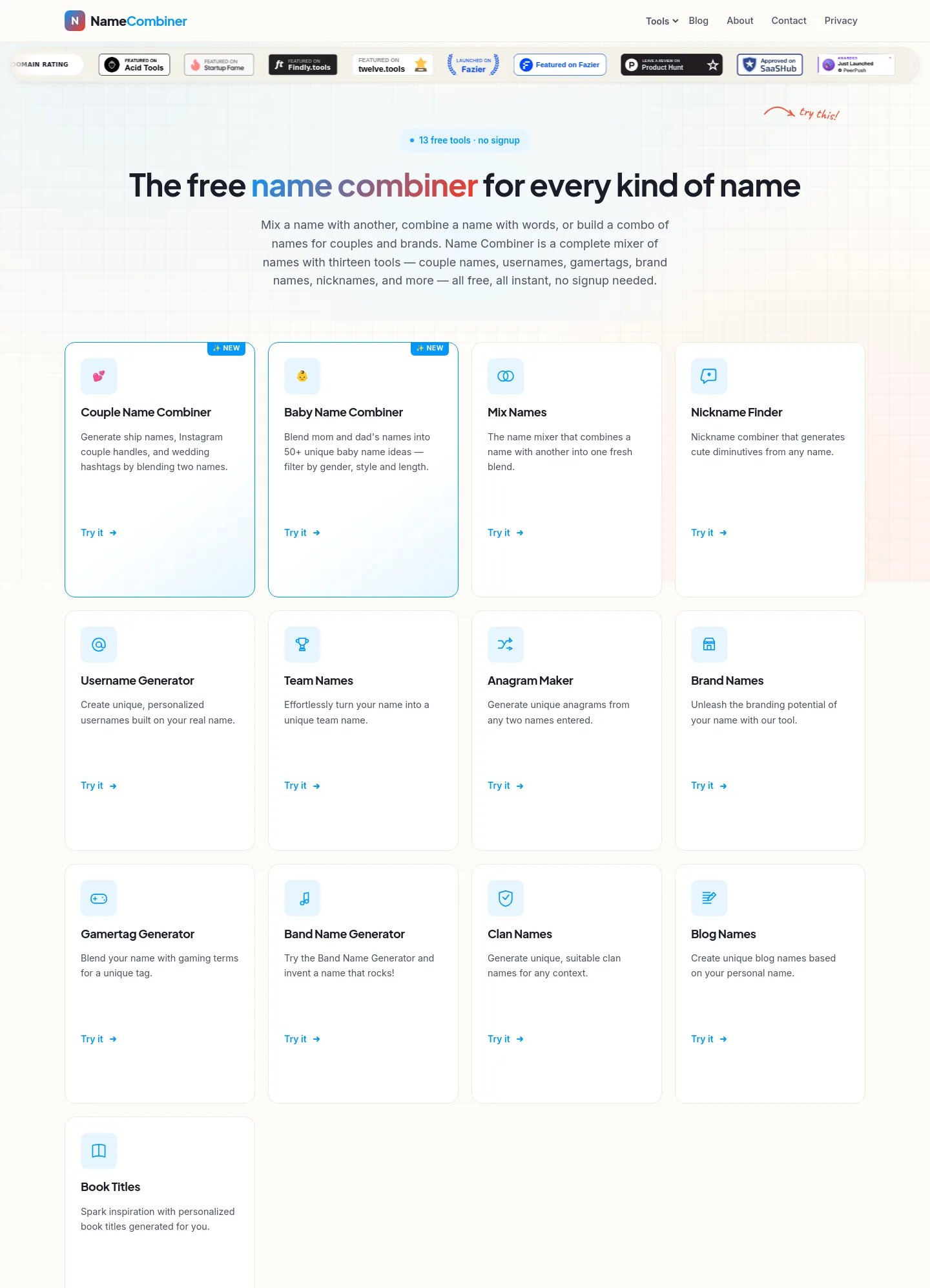 namecombinerss.us — Hero + Features