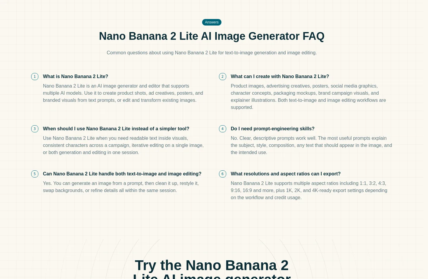 nanobananalite.app — FAQ