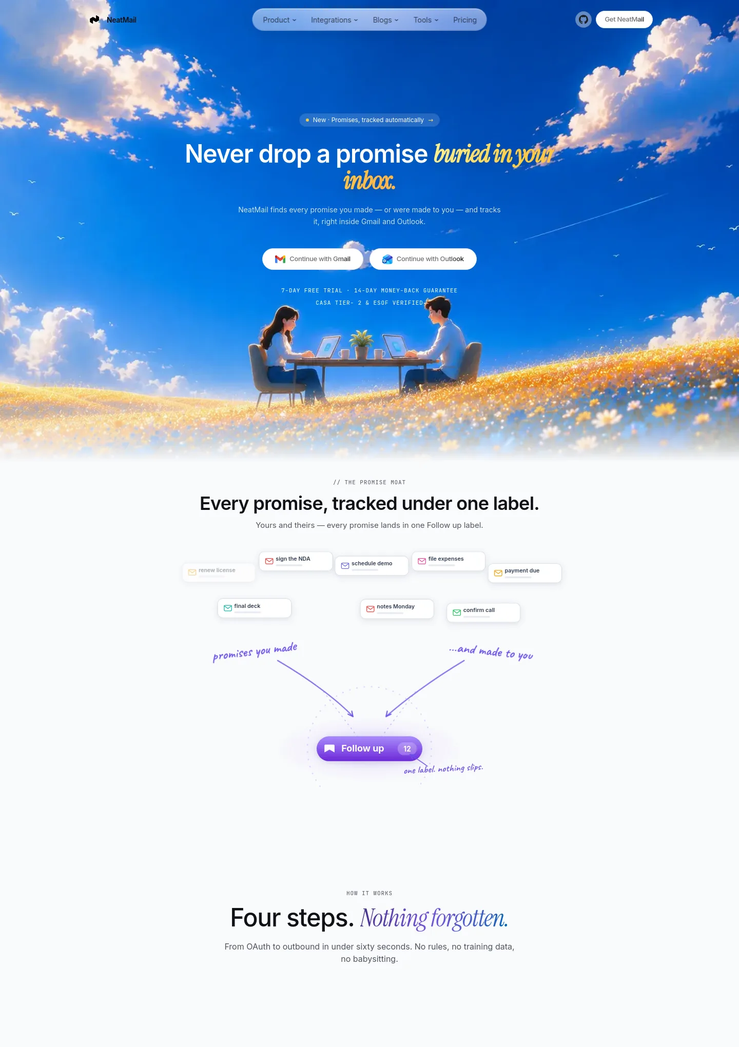 neatmail.app — Hero + Logo Wall + Pricing + FAQ