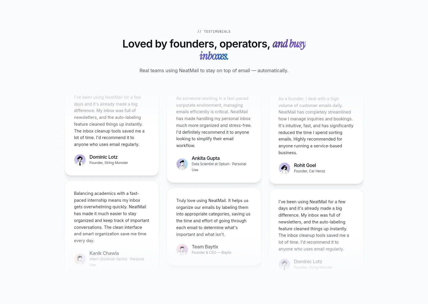 neatmail.app Logo Wall section