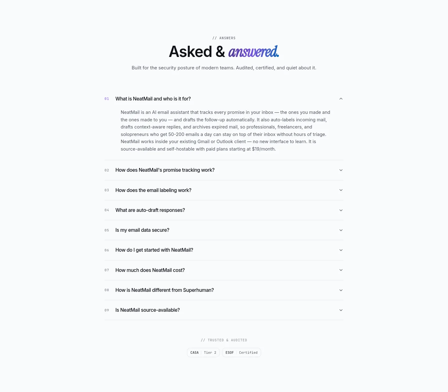 neatmail.app FAQ section