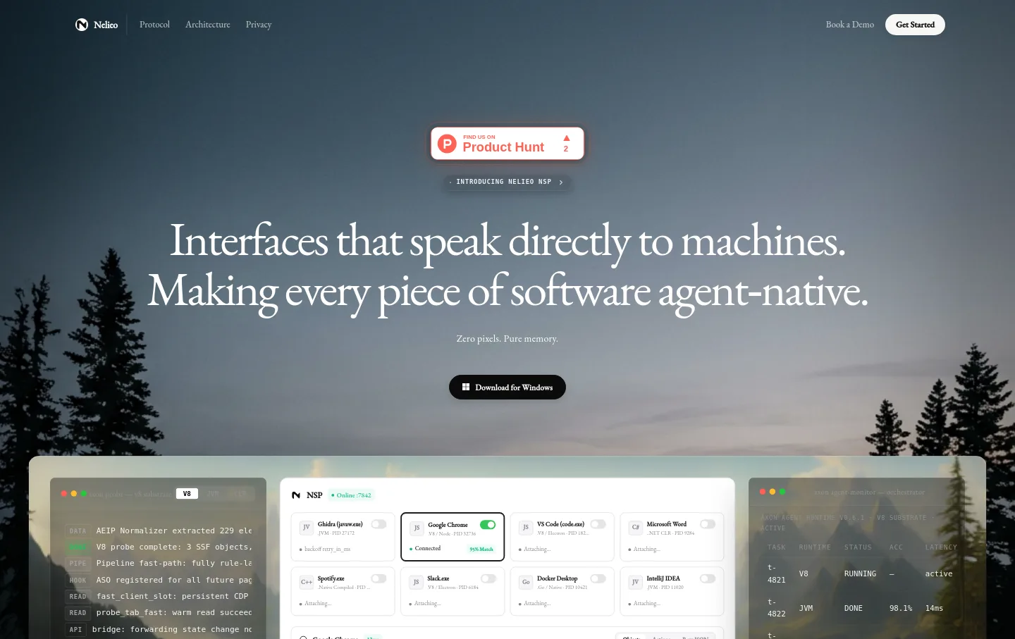 nelieo.com — Hero + Features