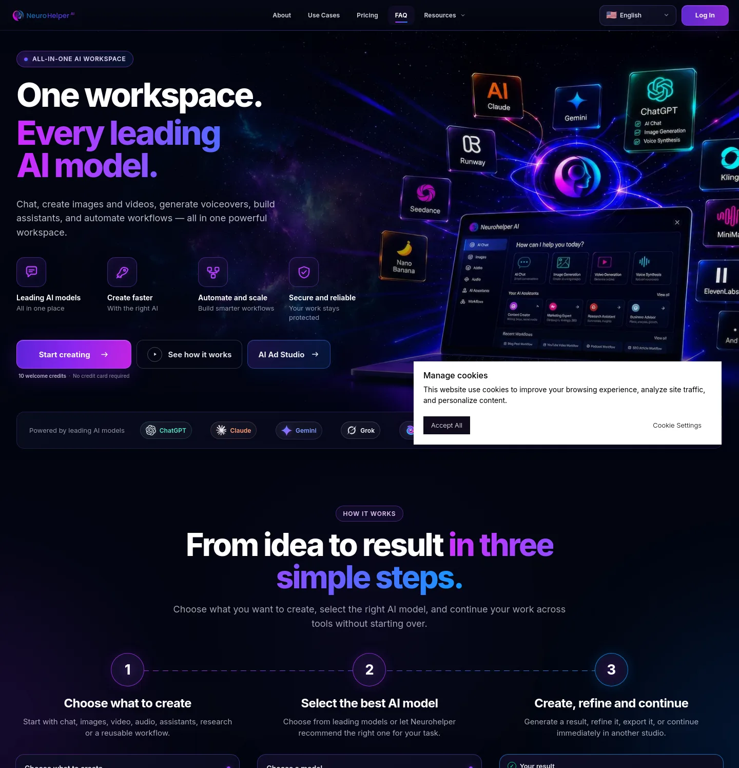 neurohelper.ai — Hero + Pricing