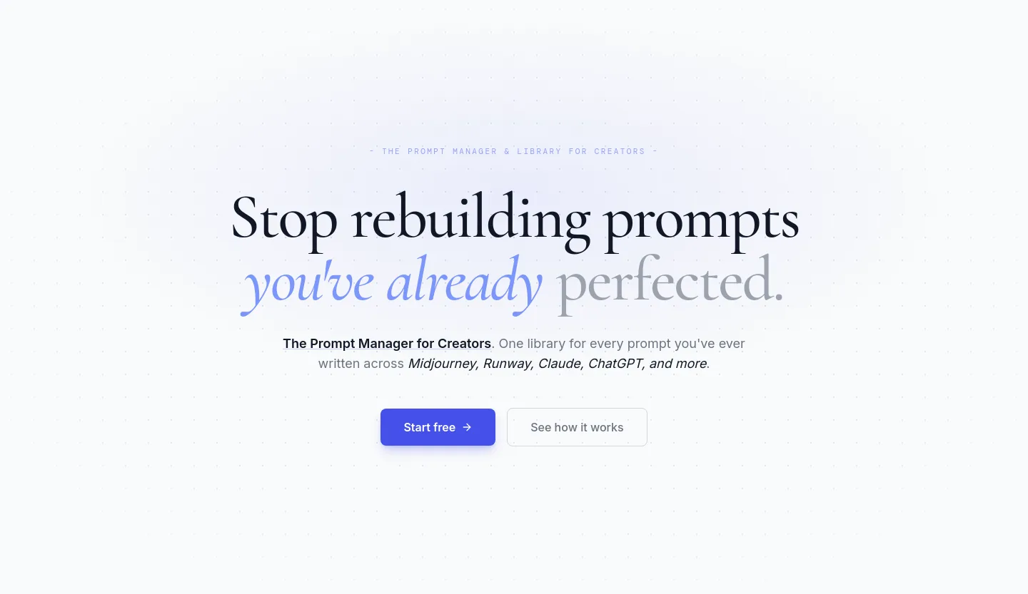 noirprompt.com — a real Hero section