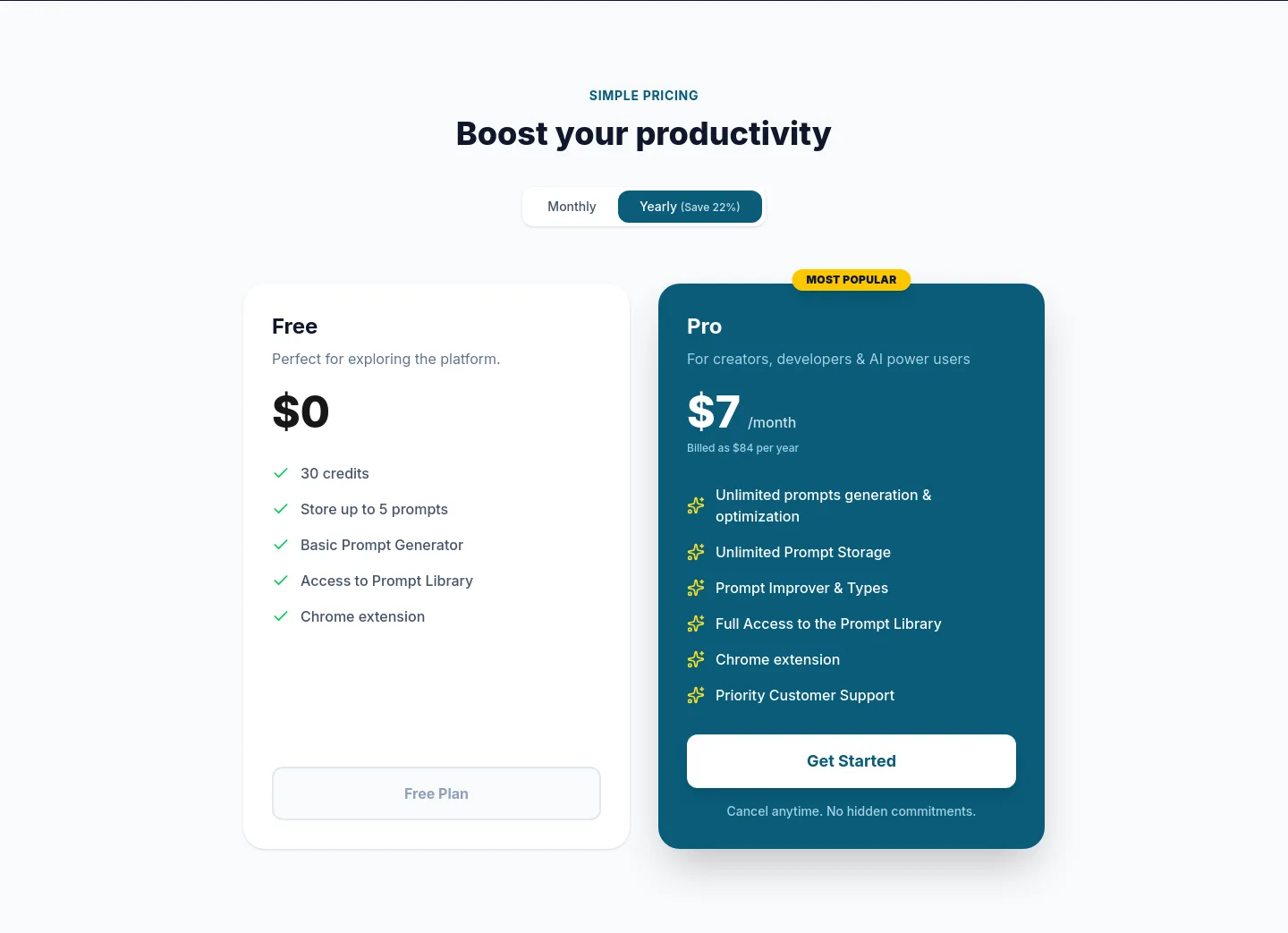 novaprompt.space — a real Pricing section