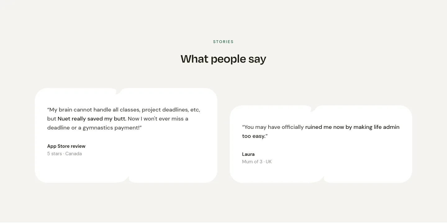 nuet.ai Reviews section