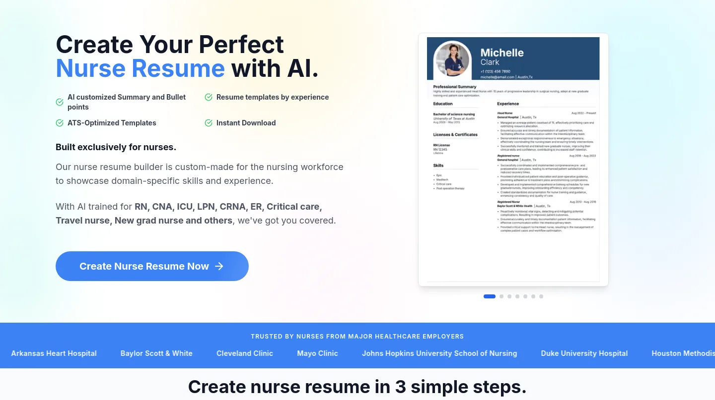 nurseresumebuilder.app — Hero