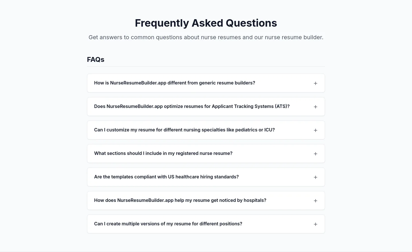 nurseresumebuilder.app — FAQ