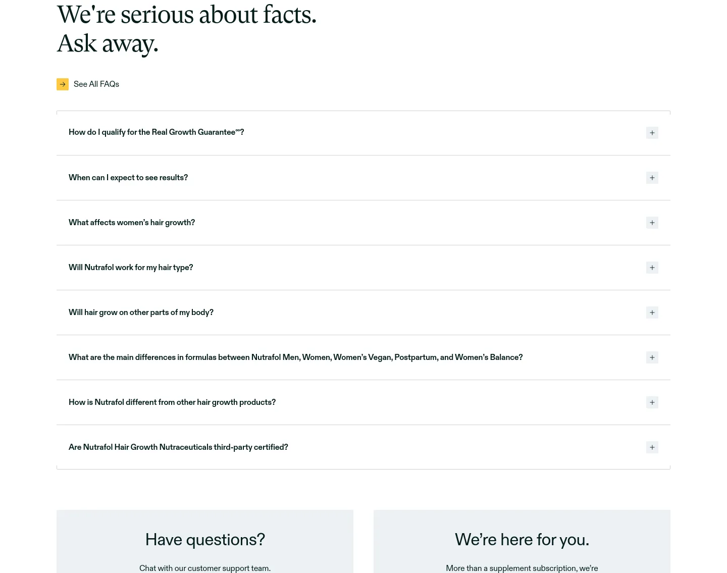 nutrafol.com FAQ section