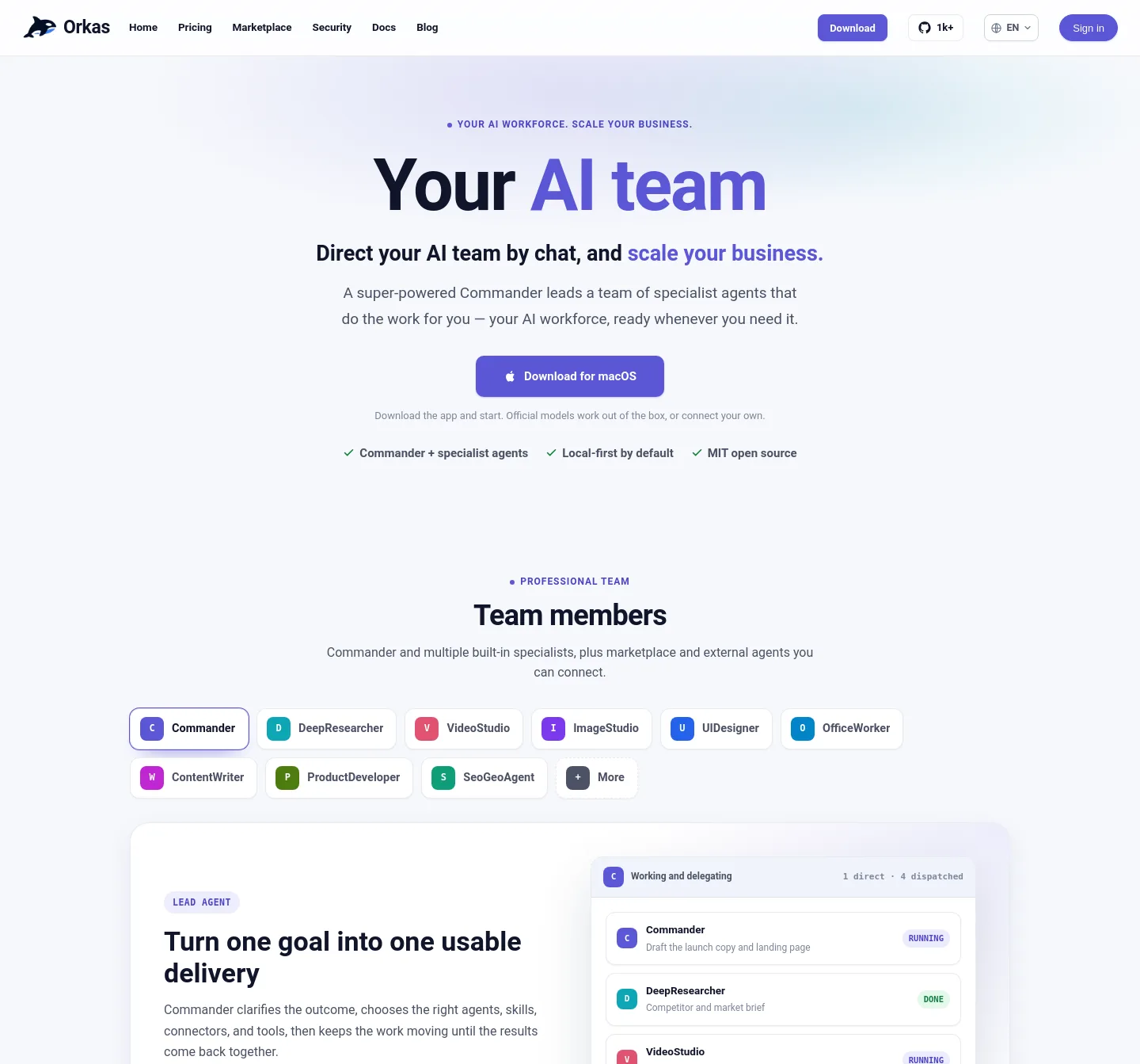 orkas.ai — Hero + Comparison + FAQ