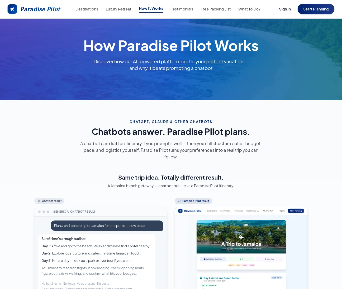 paradisepilot.ai — Hero + Features